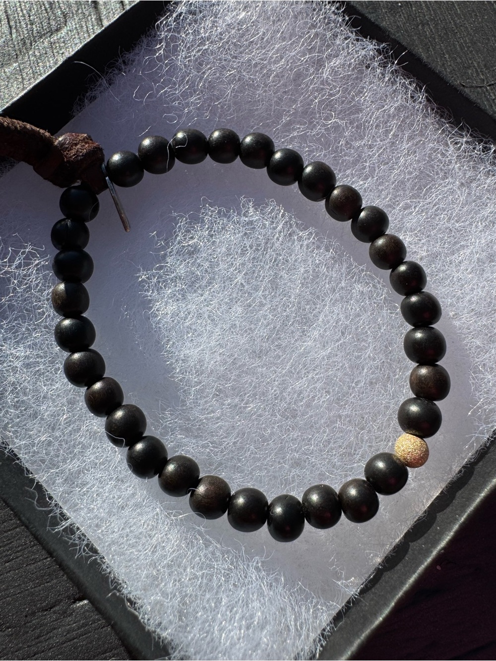CLP Black Beaded Bracelet with Gold Ball